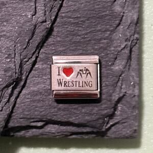 I ❤️ Wrestling Italian Charm Bracelet Link